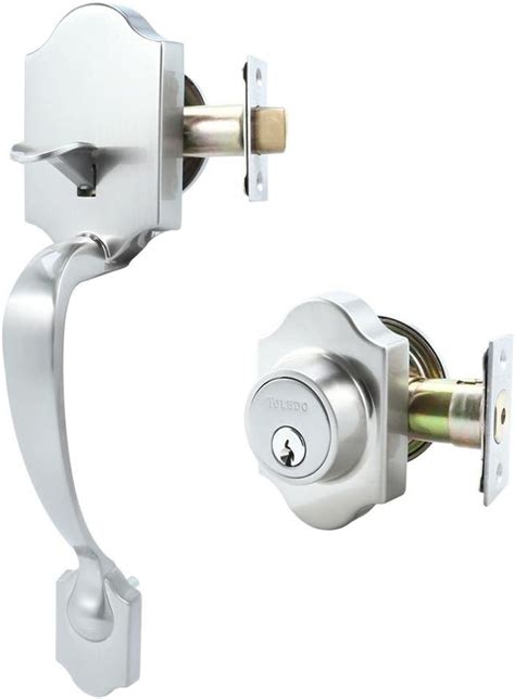 Toledo Fine Locks Single Cylinder Satin Nickel Handle Set Door Handles