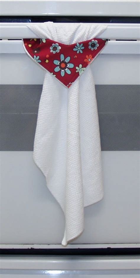 Retro Flower Power Single Kitchen Stayput Towel By Spunkydiva Sewing