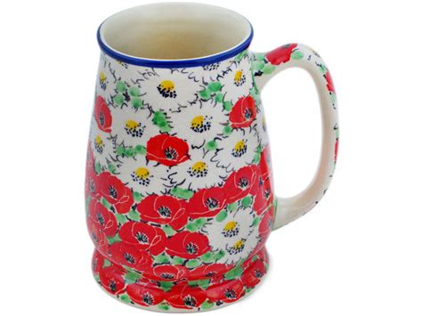 Polish Pottery 34 Oz Beer Mug Spring Blossom Harmony Unikat