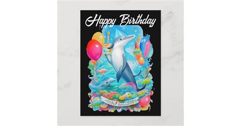 Happy Birthday Dolphin Wearing Birthday Hat Postcard Zazzle