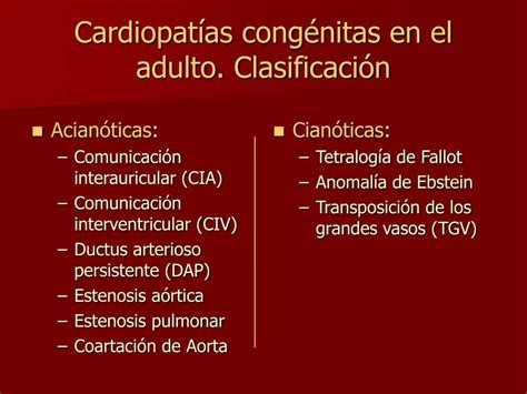 Ppt Cardiopatías Congénitas En El Adulto Clasificación Powerpoint