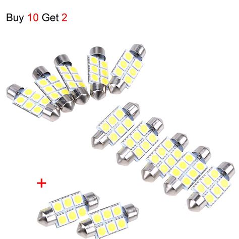 POSSBAY Hot Buy 10Pcs Get 2pcs Festoon Dome 36mm 6SMD 5050 LED White