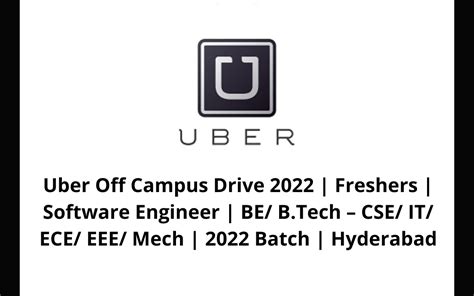 Uber Off Campus Drive 2022 Freshers Software Engineer Be Btech