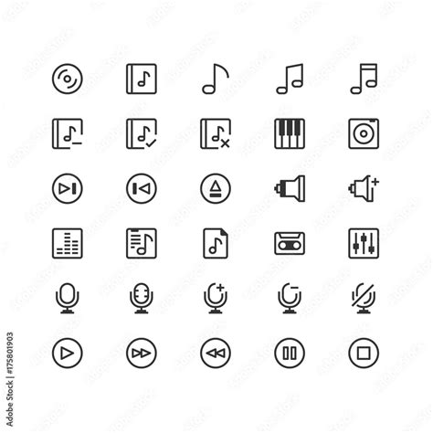 Minimal icon set of Music and Sound Vector Line Icons Collection , good ...