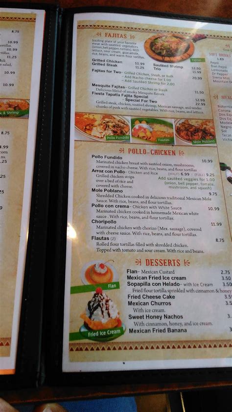 Menu At Fiesta Tapatia Restaurant Cheraw