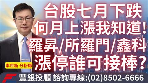 20240722 李世新分析師｜七月下跌何月上漲我知道！羅昇、所羅門、鑫科漲停誰可接棒？ Youtube