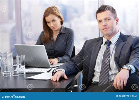 Boss And Assistant In Meeting Room Stock Image Image Of Boss European 18068771