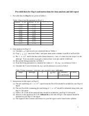 Phy L Exp Data And Instructions Pdf Provided Data For Exp