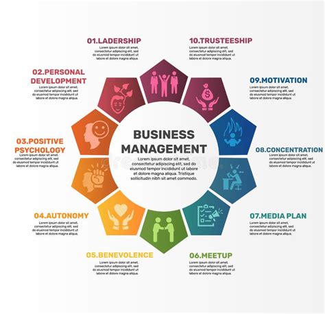 Infografisch Bedrijfsmanagementsjabloon Pictogrammen In Verschillende