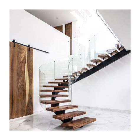 Modern Mono Stringer Prefab House Staircase House Project Wooden Tread