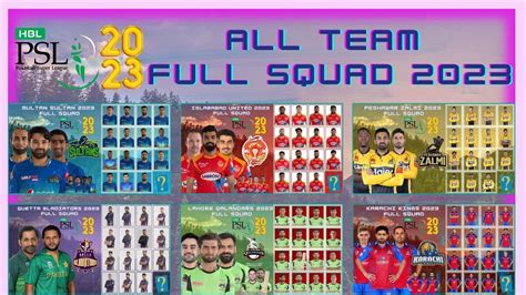 Psl 2023 Pakistan Super League 2023 All Teams New Squads All Teams Squad For Psl 2023 Psl