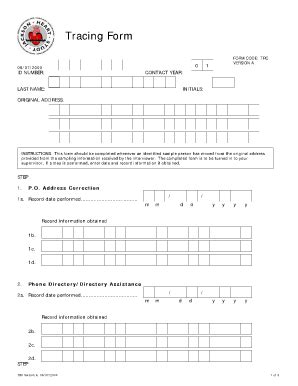 Fillable Online Cscc Unc Tracing Form TRC Cscc Unc Fax Email Print