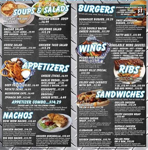 Menu Of The Doghouse Sports Bar And Eatery In Azilda On P0m 1b0