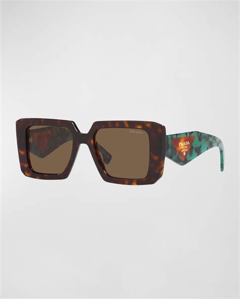 Prada Bicolor Square Acetate Sunglasses Neiman Marcus