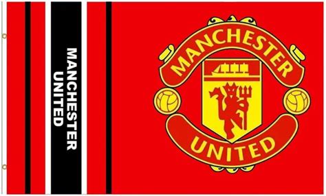 Manchester United Football Club Official Striped Large Flag Big Crest