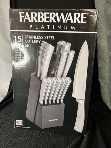 Farberware Platinum Stainless Steel Cutlery Knife Block Set 15pc Ebay