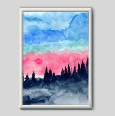 Quadro Decorativo Floresta Aquarela Wallze