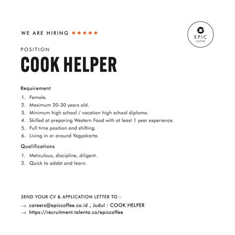 Lowongan Kerja Cook Helper Di Epic Coffee Lokerjogja Id