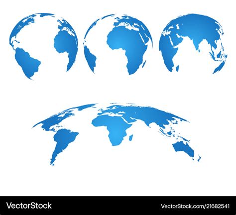 Earth Globe 3d World Map With Silhouette Vector Image