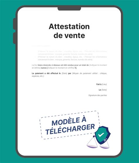 Attestation de vente modèle gratuit à télécharger 2023