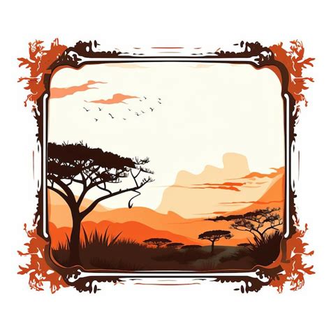 Premium Photo Vintage Savanna Sunset Picture Frame Vector Graphics