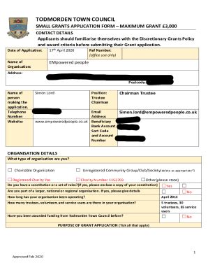 Fillable Online Grant Application Form Use For All Fax Email Print