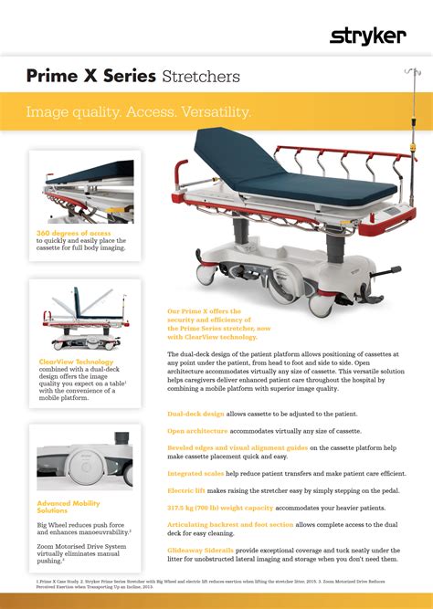 Stryker 1105x Prime X Ray Series W 5th Wheel Stretcher Medical