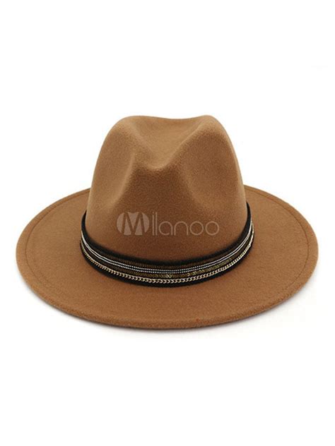 M Nner Fedora Hut Wolle Metallic Kette Er Jahren Retro Bowler Hat