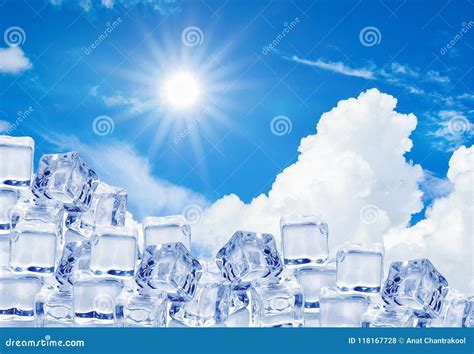 Ice Cubes In Blue Sky Stock Photo Image Of Fresh Freeze 118167728