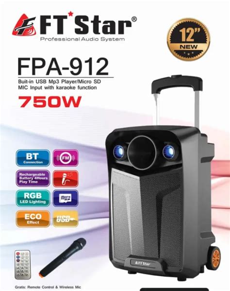 Ft Star Megapro Fpa 912 With Wireless Single Microphone Bluetooth Radio Usb Speaker Lazada Ph