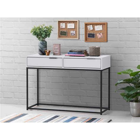 Momentous Living Shia Hallway Console Hall Table 2 Drawers White
