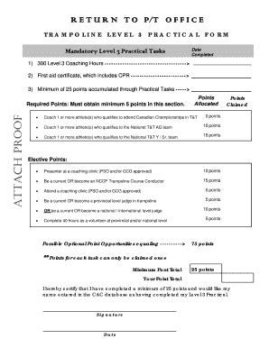 Fillable Online NCCP Trampoline Level 3 Practical Form Alberta