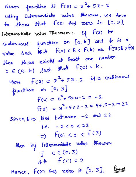 [solved] Use The Intermediate Value Theorem To Show That The Given Function Course Hero