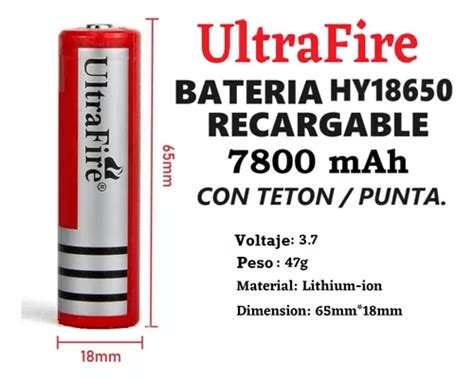 Ultrafire Hy Bateria De Litio V Mah Con Teton Pila