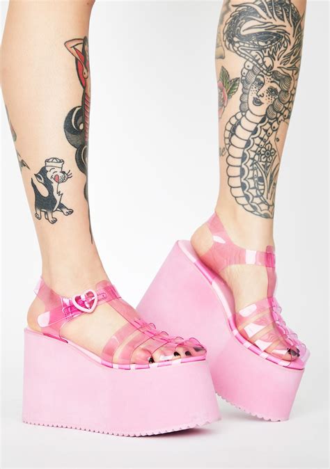 Sugar Thrillz Platform Jelly Sandals Pink Dolls Kill