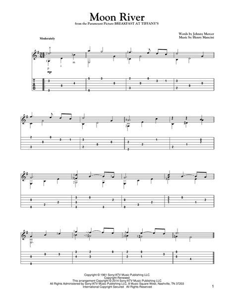 Moon River By Henry Mancini Sheet Music For Solo Guitar At Sheet Music