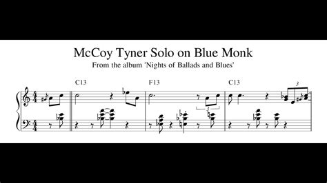 Mccoy Tyner Solo On Blue Monk Piano Transcription Sheet Music In