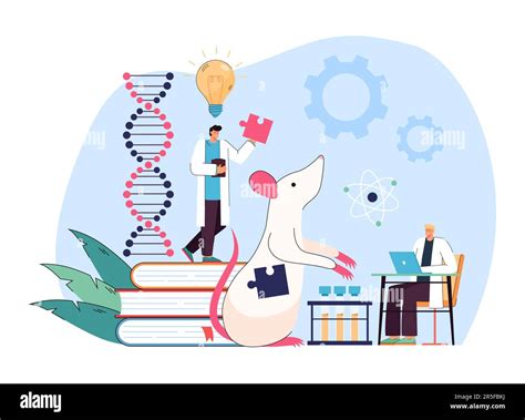 Genetic Laboratory Research And Experiment Of Tiny Scientists Stock