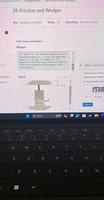 Solved The Crate Shown Is Held Against Wedge B By A Spring Chegg