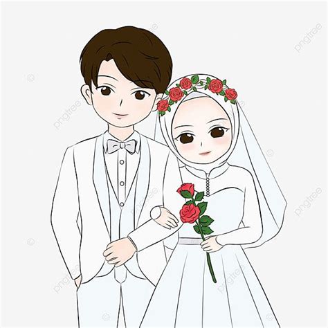 Detail Kartun Pengantin Muslimah Png Koleksi Nomer