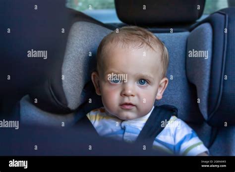 Baby Boy In Car Seat Child Safety Stock Photo Alamy