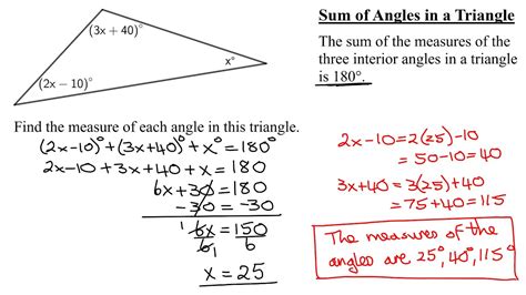 Find Measure Of Each Angle In A Triangle With Sizes X Degrees 2x 10