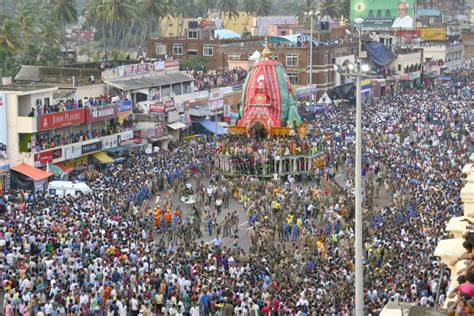 Jagganath Chariot Pulling At Puri During Rathayatra Festival Editorial