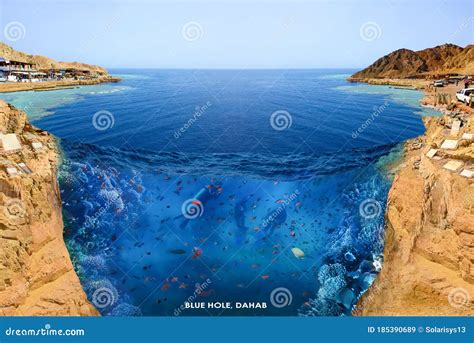 Famous Diving Site - Blue Hole in Egypt Stock Image - Image of drop, aquatic: 185390689