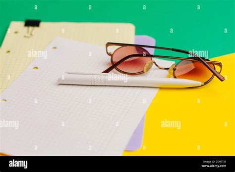 Office Glasses Notepad Paper Pen The Office Work Stock Photo Alamy