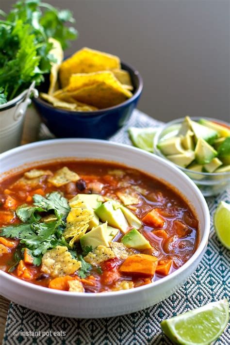 Instant Pot Sweet Potato Tortilla Soup Vegetarian Vegan