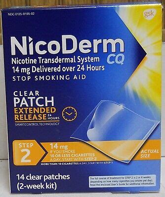 NicoDerm CQ Stop Smoking Step 2 Patches 2 Week Kit Exp 08 2025