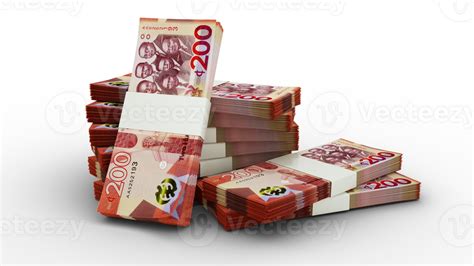 3d Rendering Of Stacks Of 200 Ghanaian Cedi Notes Bundles Of Ghanaian