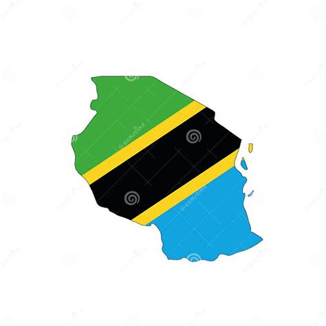 Tanzania National Flag In A Shape Of Country Map Stock Vector