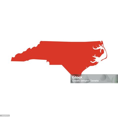 North Carolina Map Icon Contour Cut Out Isolated Outline Nc Silhouette